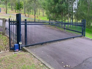 Driveway gate installed with automatic gate opener